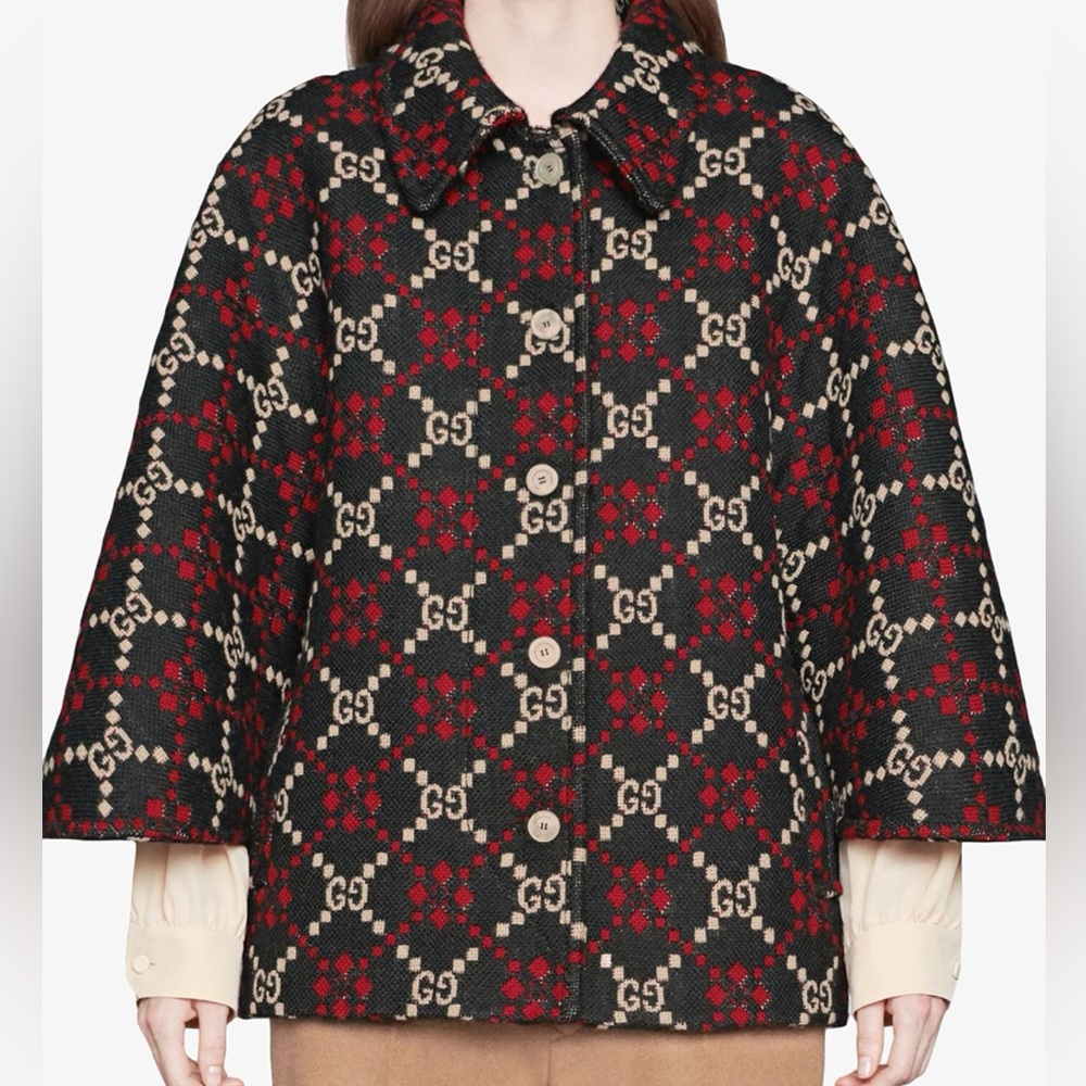 Gucci diamond GG logo Wool cape jacket